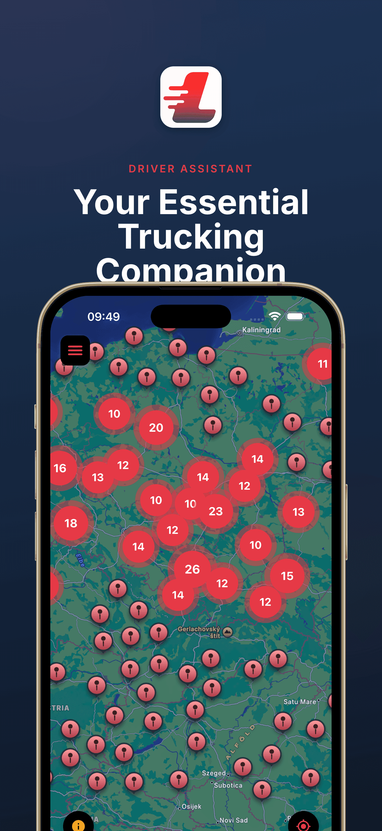 Driver Assistant app hero — parking map overview