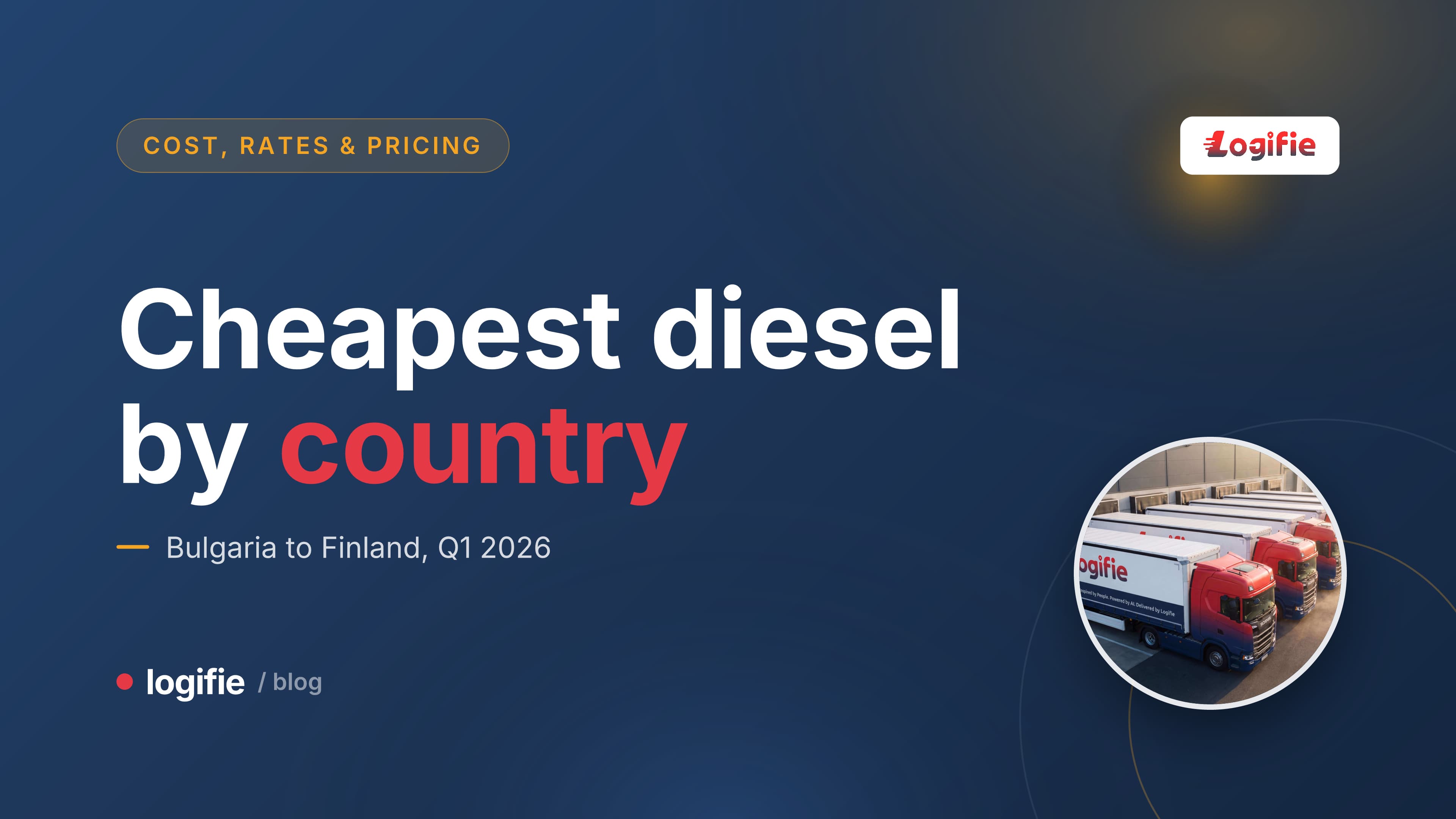 Eine Reihe europäischer LKW an einer Tankstelle in Polen, mit einem digitalen Zapfsäulen-Display, das den Dieselpreis pro Liter im Vordergrund zeigt.
